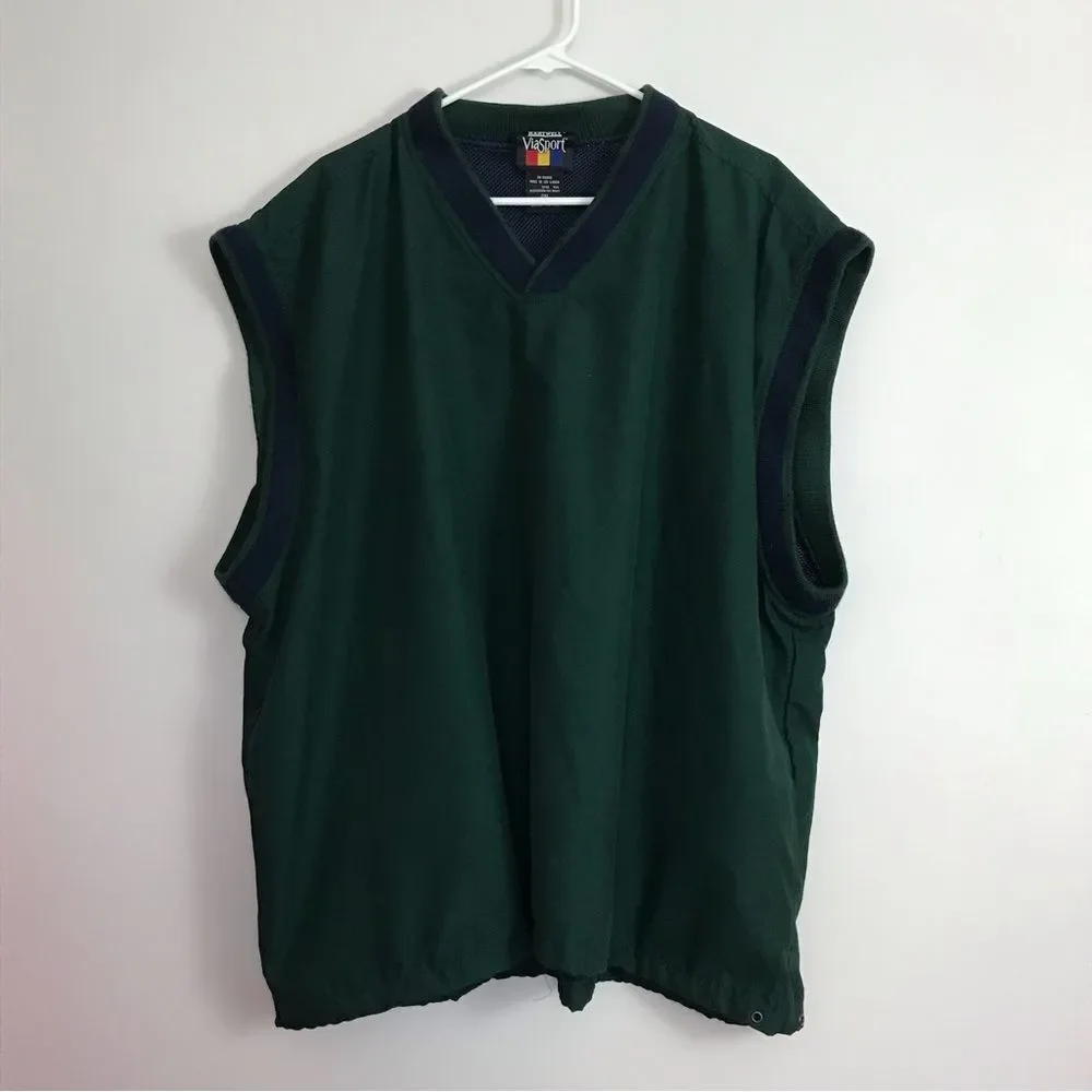 Vintage Hartwell ViaSport Green/Navy Blue V Neck Golf Vest Men's Sz 2XL
